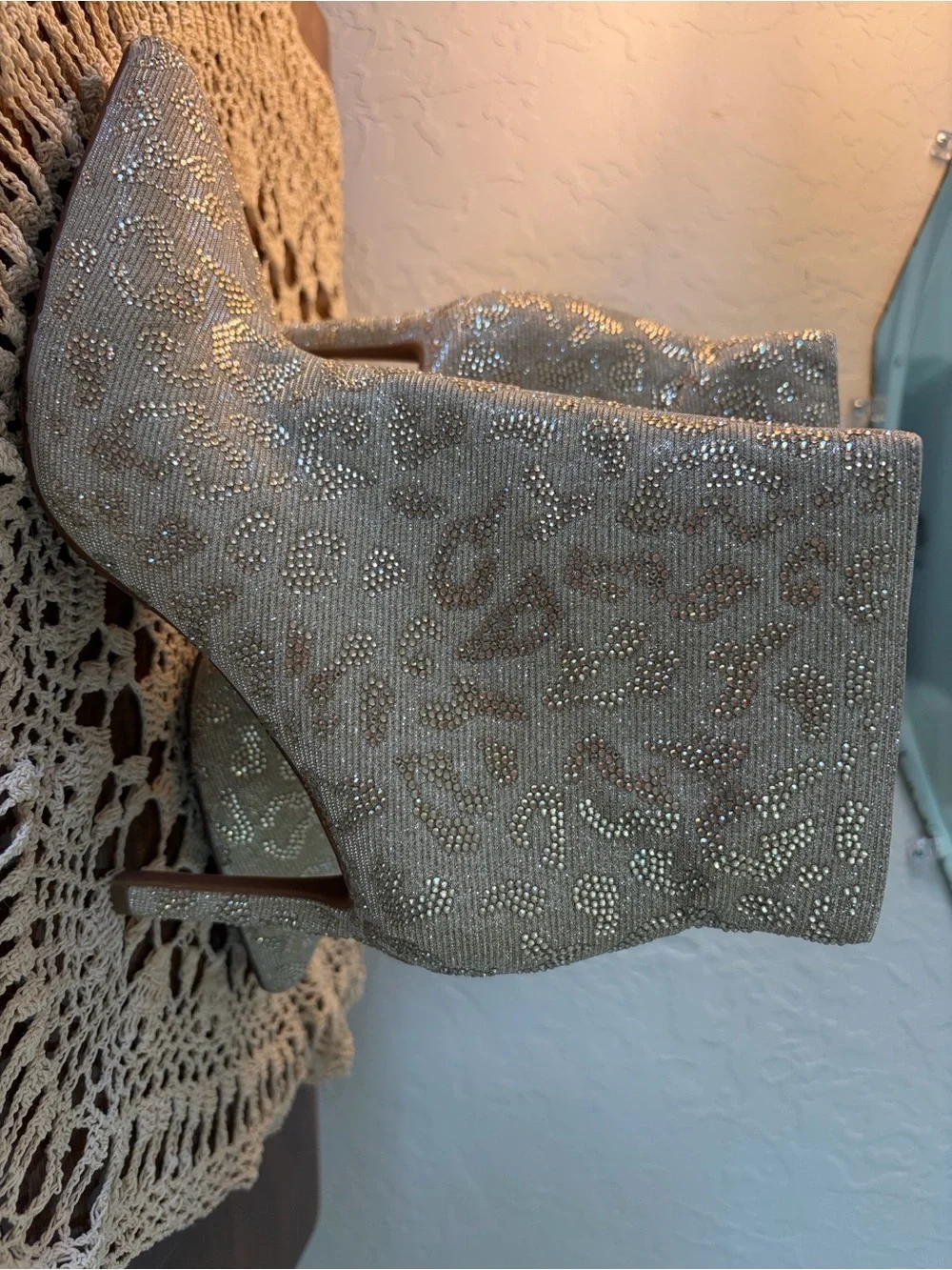 Gianni Bini Silver/Gold Sparkle Pointed Toe Ankle Boots
